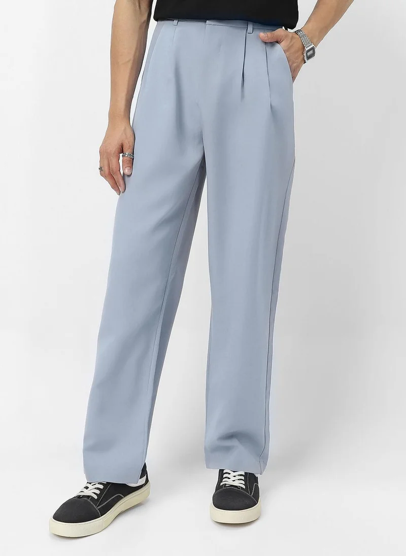 Urbano Fashion  Urbano Fashion Men's Light Blue Loose Baggy Fit Solid Korean Pants Stretchable for Men | Best Price UAE